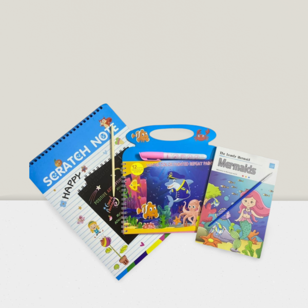 Deal Of 3 Books - Scratch Book - Magic Book - Mermaid Doodle Coloring Book