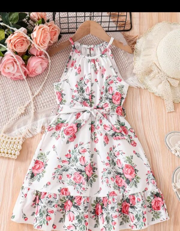 White Colored Floral Printed Frock