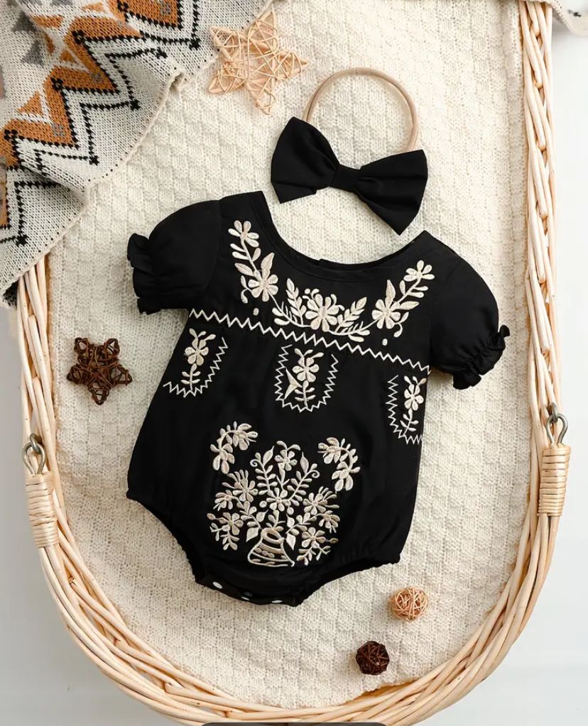 2 Piece Black Romper For Little Princess