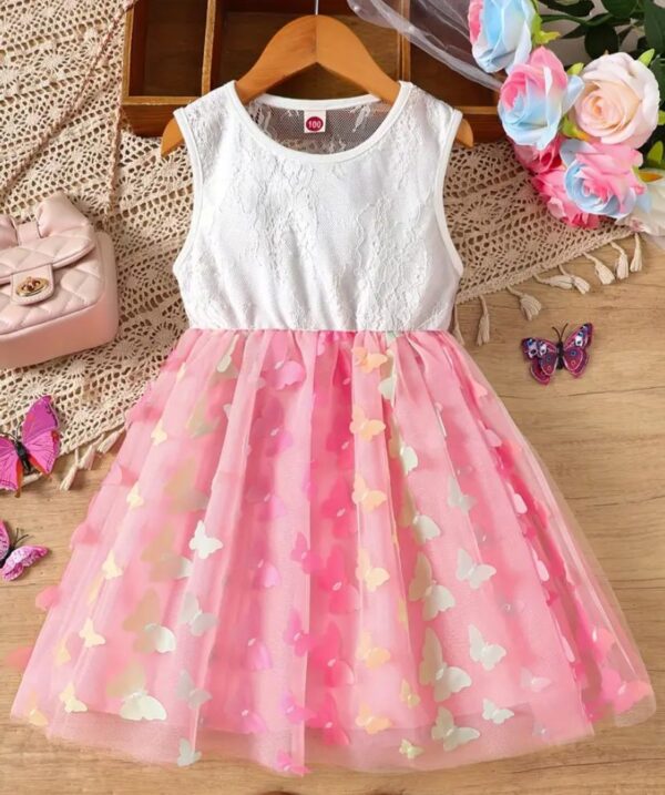 A White And Pink 3D Frock