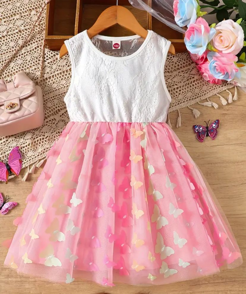 A White And Pink 3D Frock