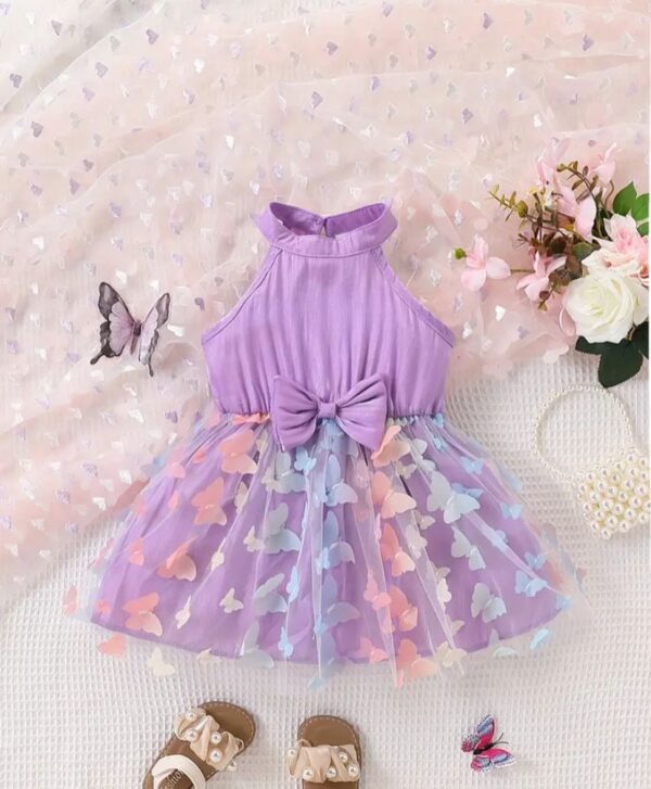 Mauve 3D Sleeveless Frock