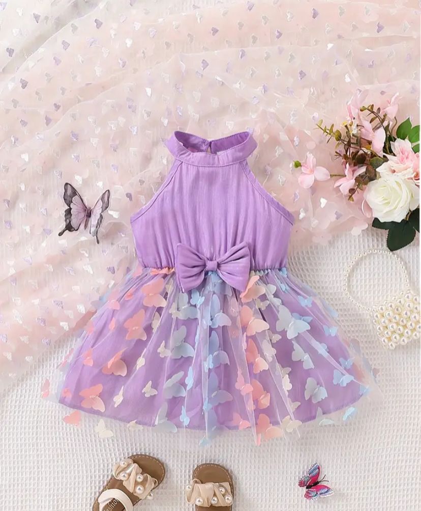 Mauve 3D Sleeveless Frock