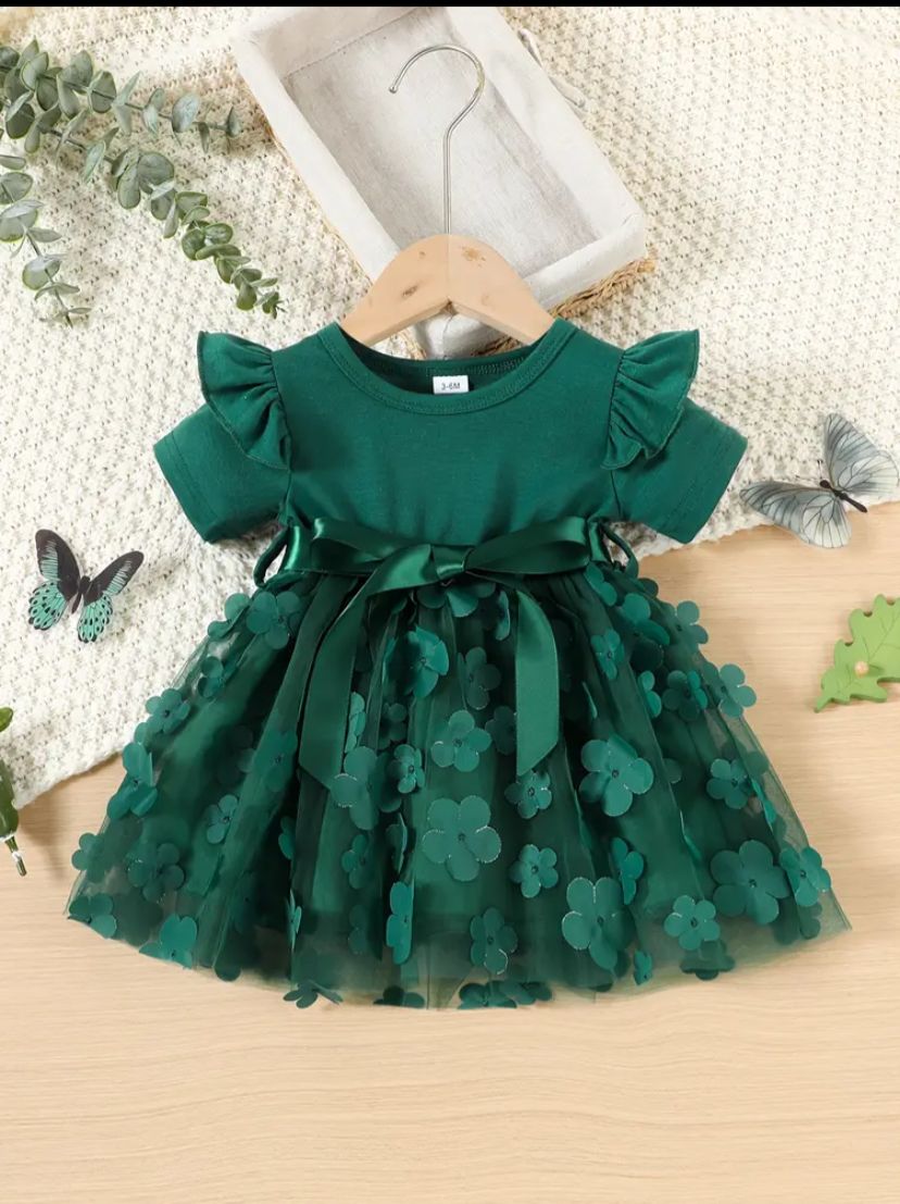 Bottle Green 3 D Frock