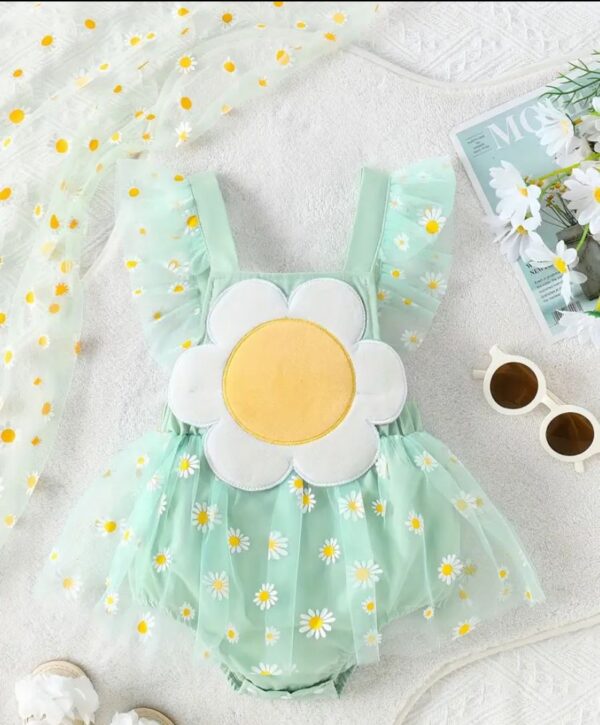 Light Green Flowered Romper