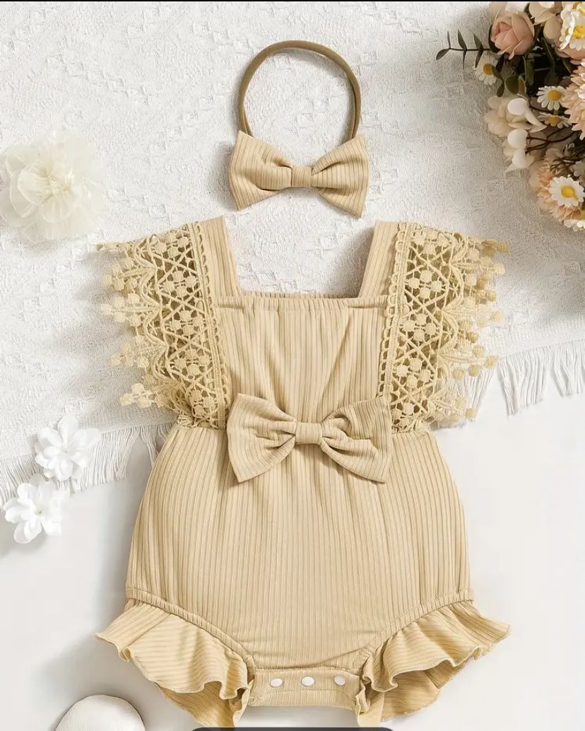 Beige 2 Piece Romper
