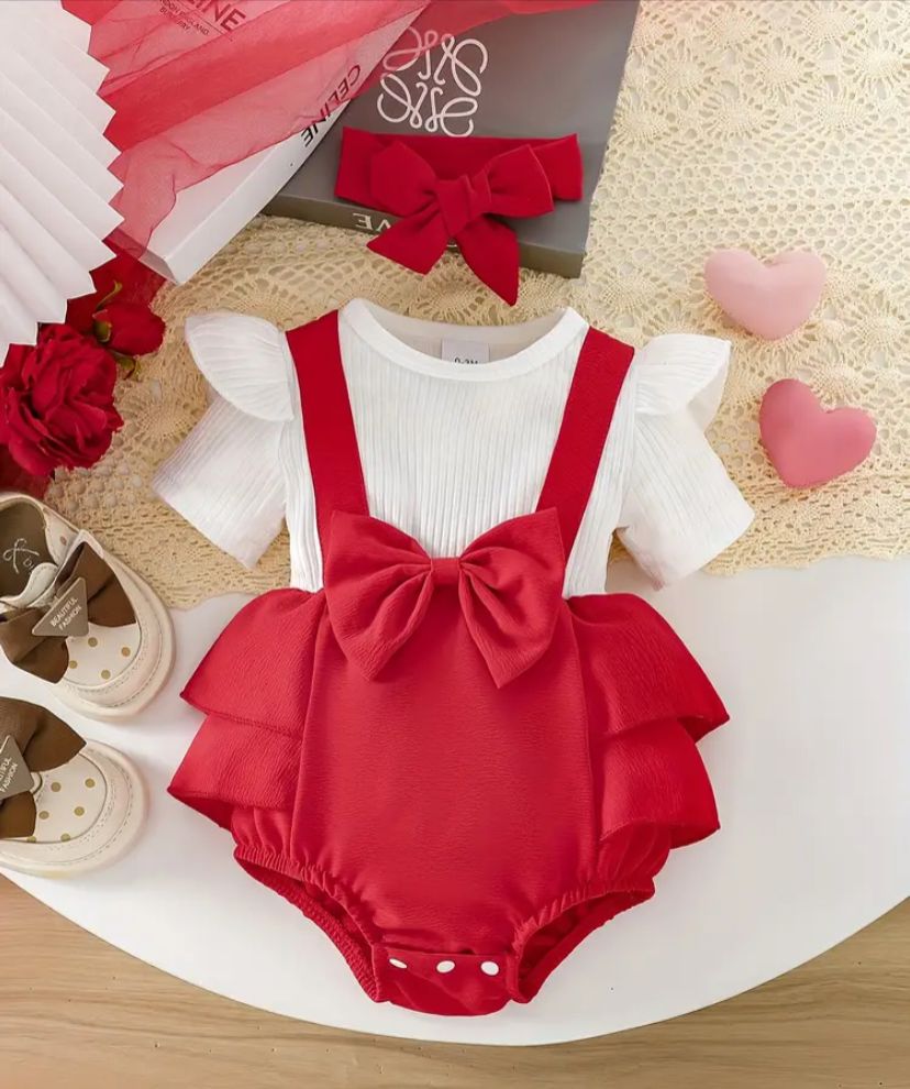 White Bowed Romper 2 Piece