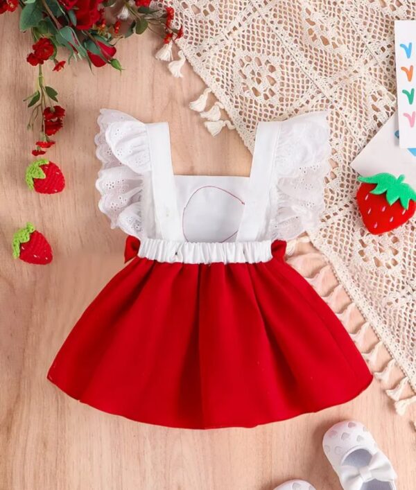 White And Red Strawberry Romper - Image 2