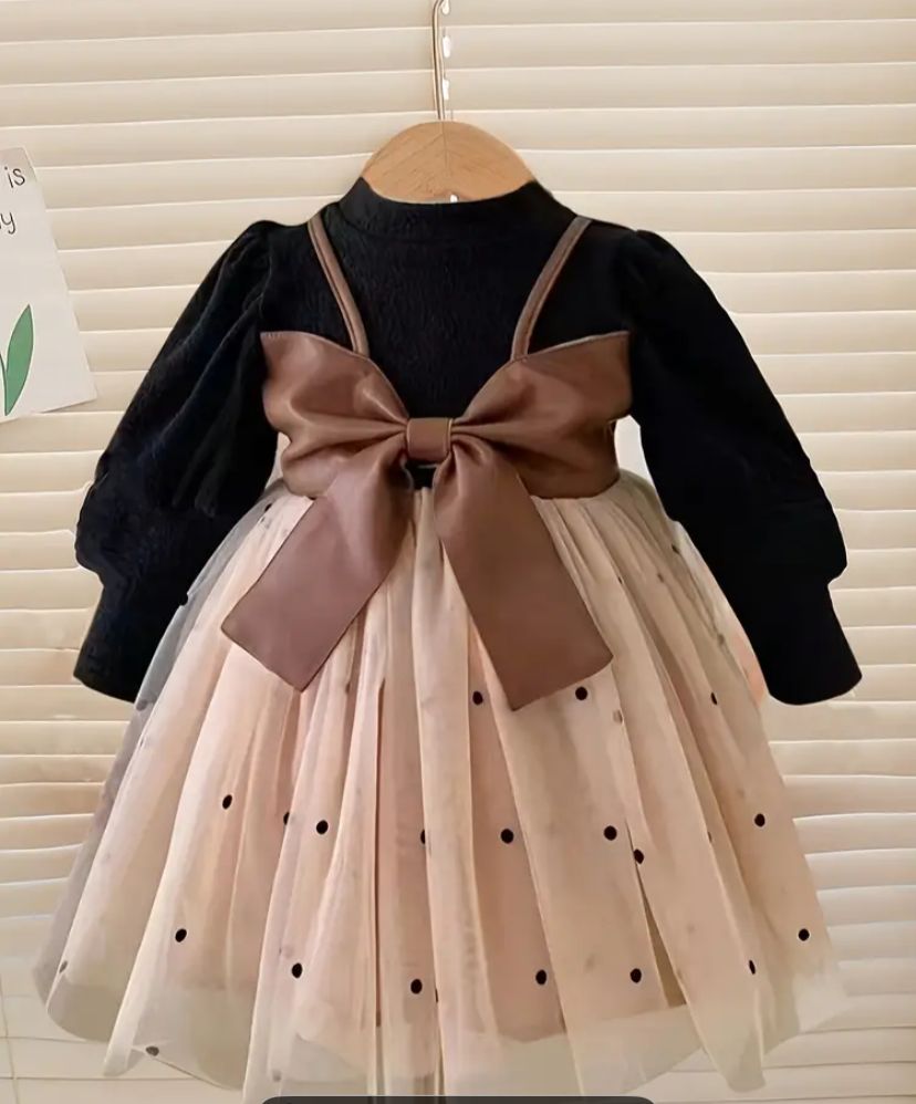 BLACK N BROWN POLKA DOT FROCK