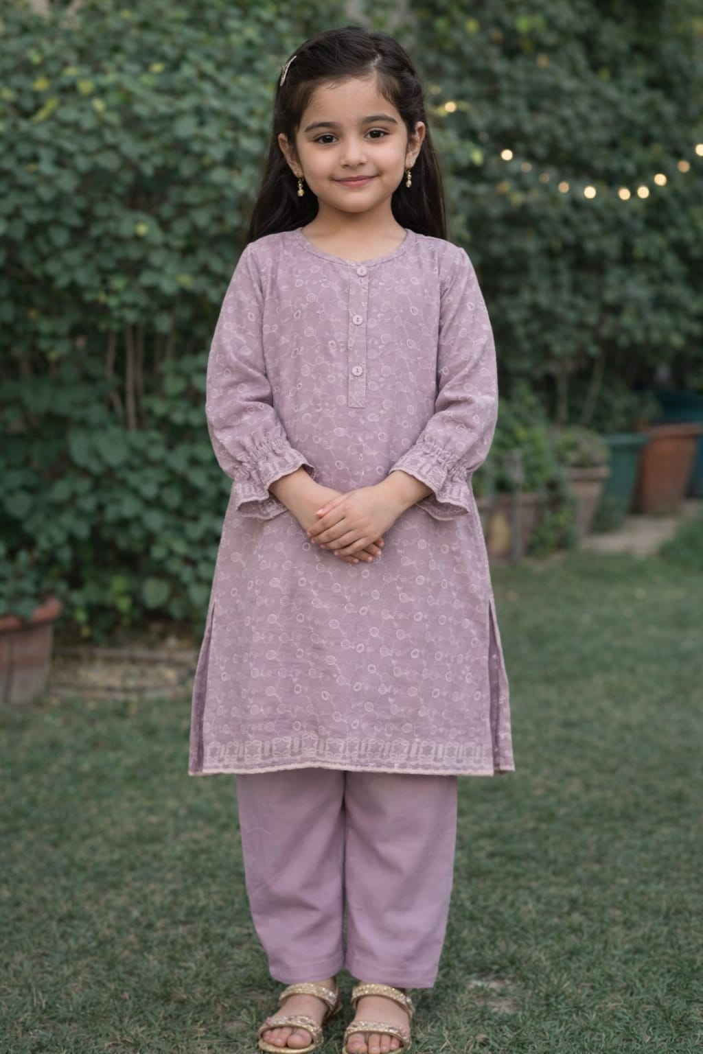 LIGHT MAUVE CHINKARI 2 PIECE SUIT