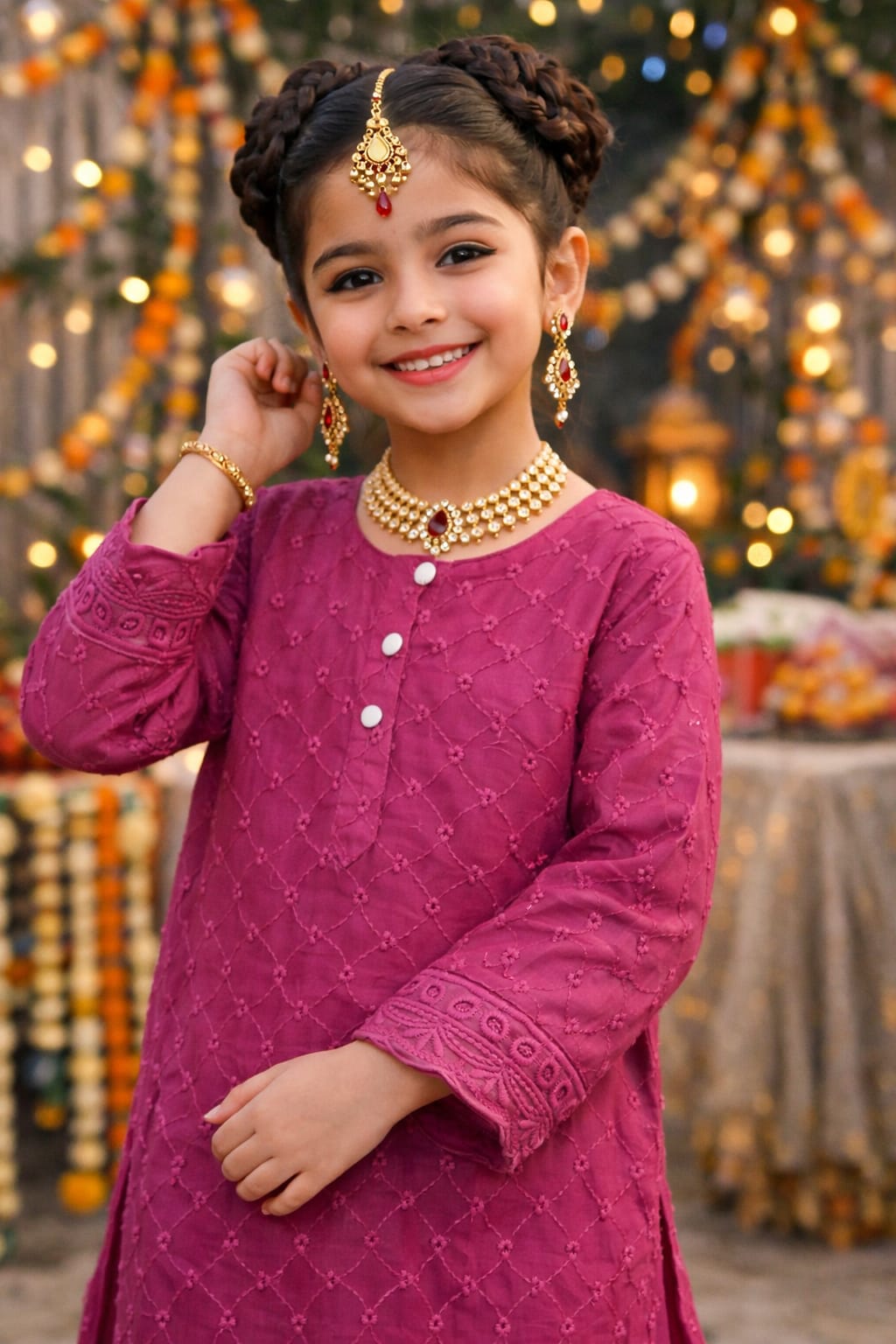 FUSCHIA CHINKARI SUIT